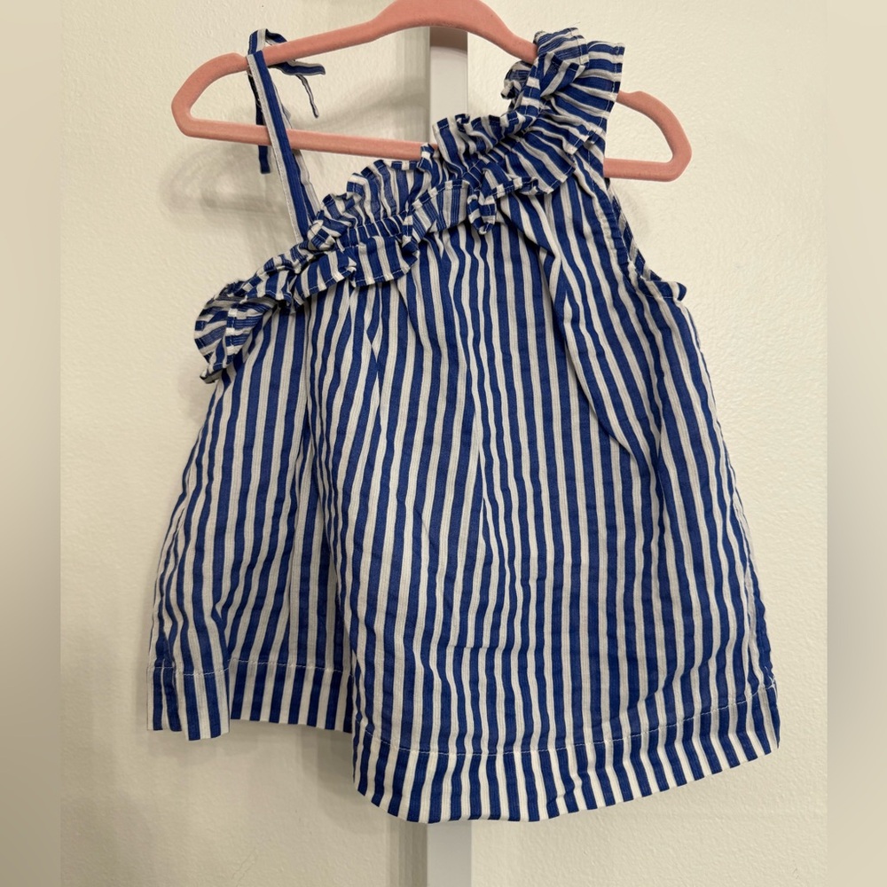 Crewcuts Blue and White Ruffle Top
